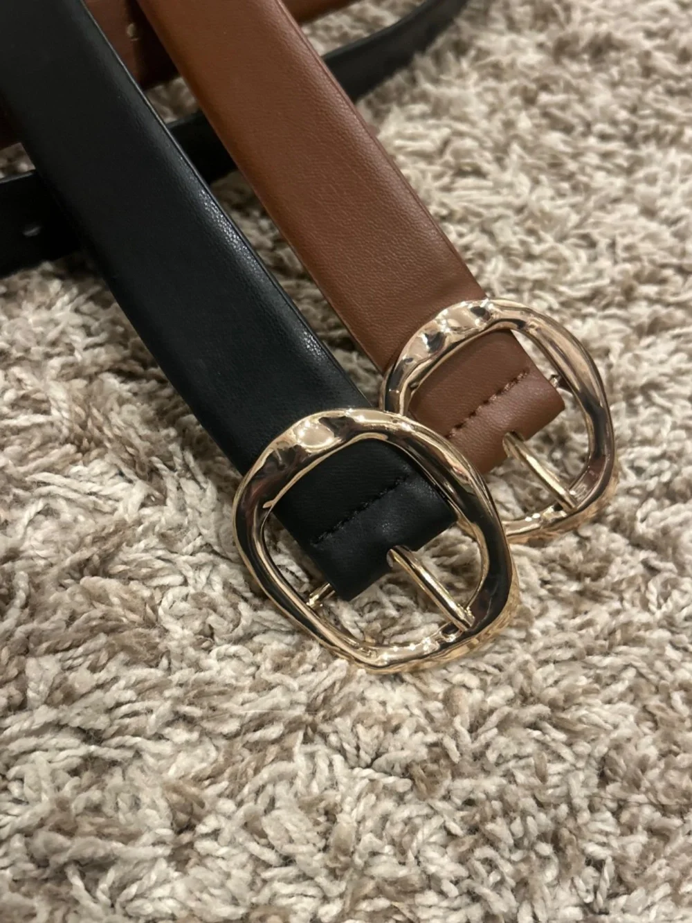 Women’s Belt Bundle Black & Brown Gold Buckle Size Small